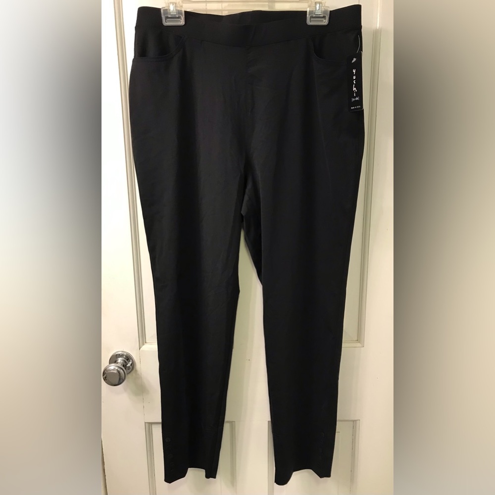 Yushi black pants XL Kozzy PK101 buttons on legs Lagenlook NWT boutique